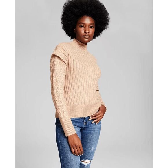 AND NOW THIS Women's Puff-Shoulder Long-Sleeve Sweater L - Picture 1 of 6